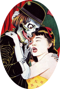 Suehiro Maruo art of a skeleton licking a woman's eyeball