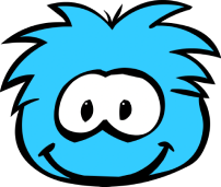 A blue puffle from Club Penguin