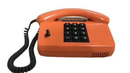 An old, orange telephone from the movie Possession (1981)